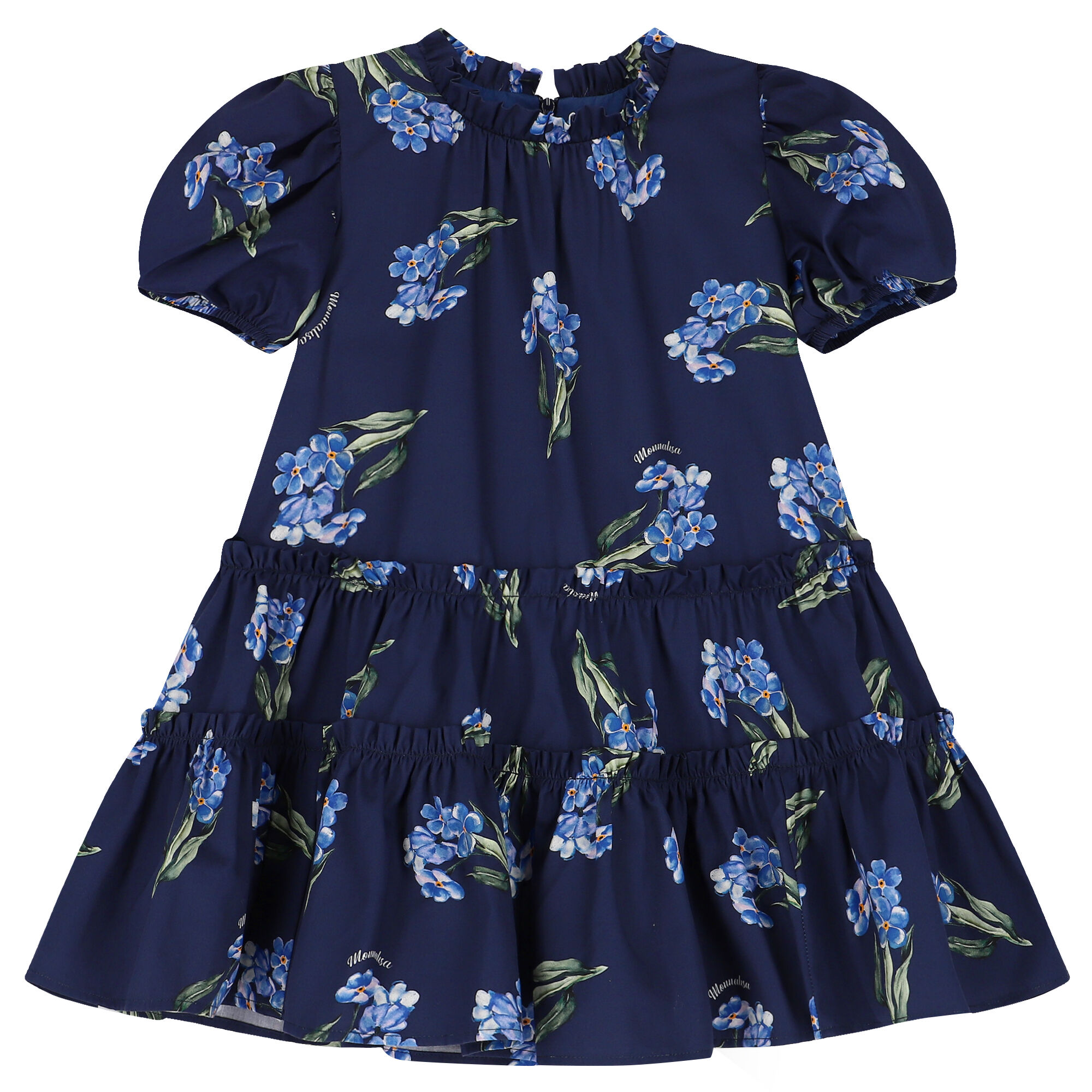 Monnalisa Girls Navy Blue Floral Dress Junior Couture UAE